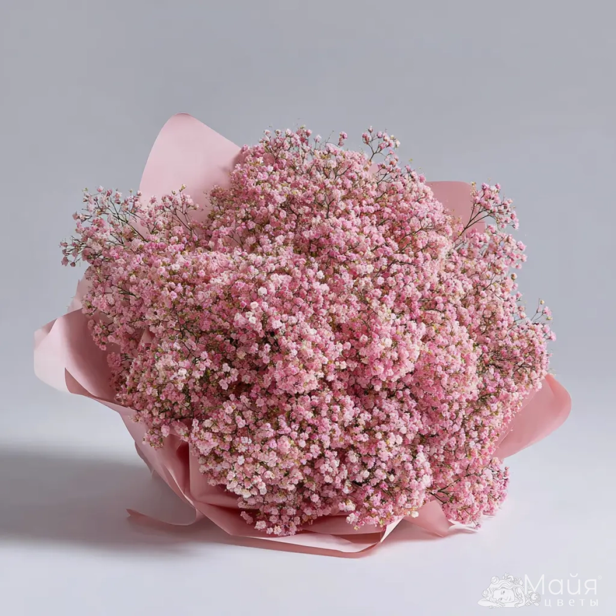 Монобукет из розовой гипсофилы.