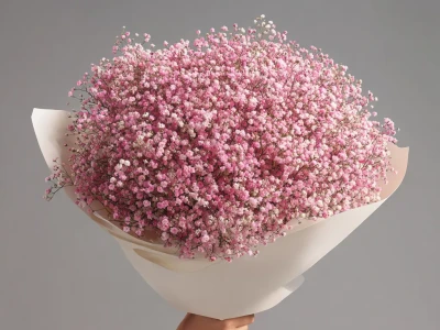 Монобукет из розовой гипсофилы