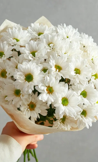 Монобукет из белых хризантем