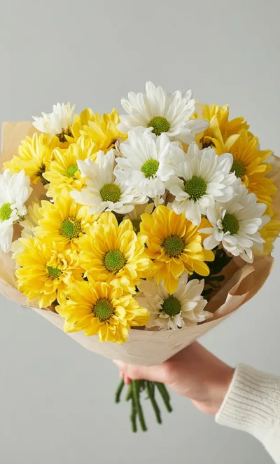 Монобукет из хризантем «Лучик солнца»