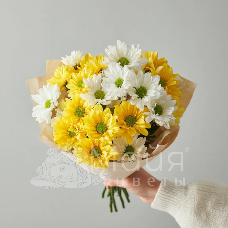 Монобукет из хризантем &laquo;Лучик солнца&raquo;