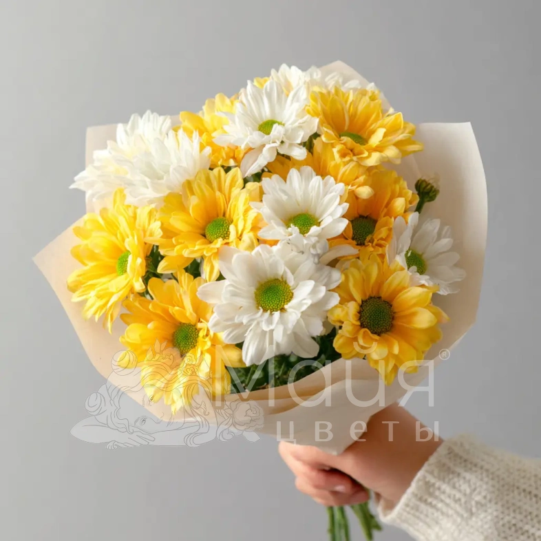 Монобукет из хризантем &laquo;Лучик солнца&raquo;