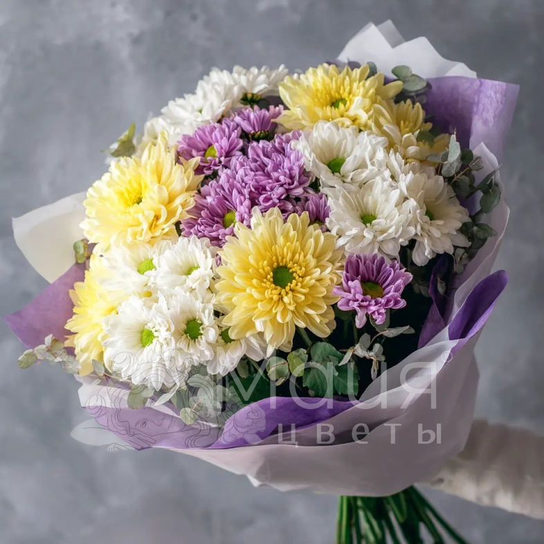 Монобукет из хризантем &laquo;Сиреневый рассвет&raquo;