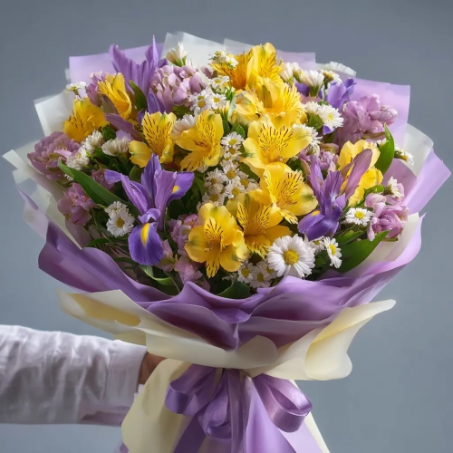 Букет с альстромериями «Солнечная вспышка».