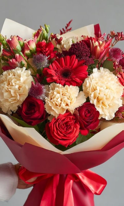 Букет с гвоздиками «Теплые объятия»