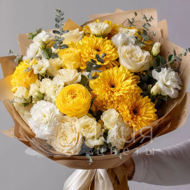 Букет с хризантемами &laquo;Солнечный день&raquo;