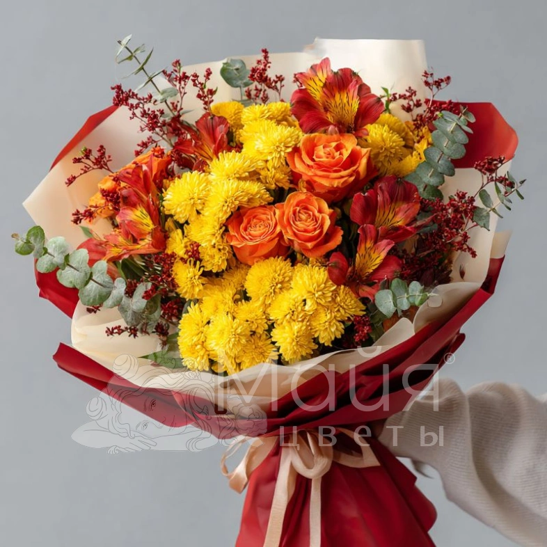 Букет с хризантемами &laquo;Тёплый взгляд&raquo;