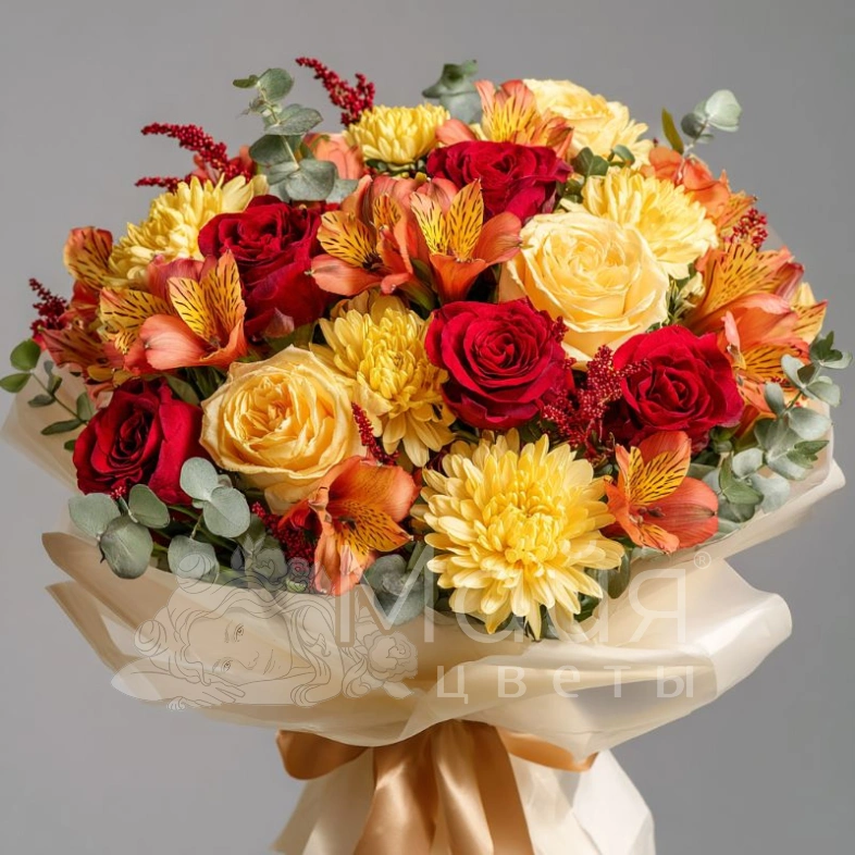 Букет с хризантемами &laquo;Огни сентября&raquo;
