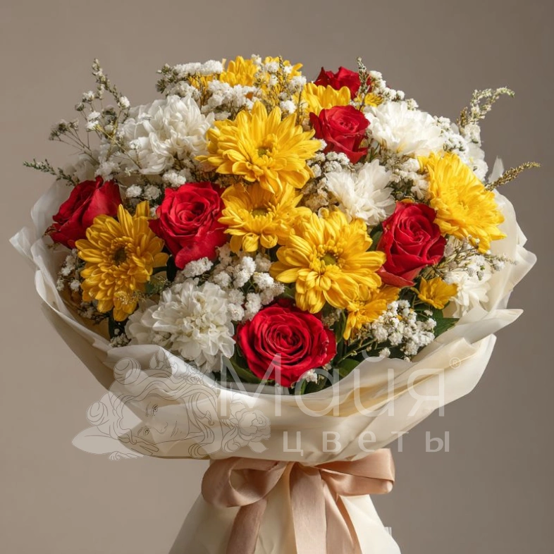 Букет с хризантемами &laquo;Осенний луч&raquo;