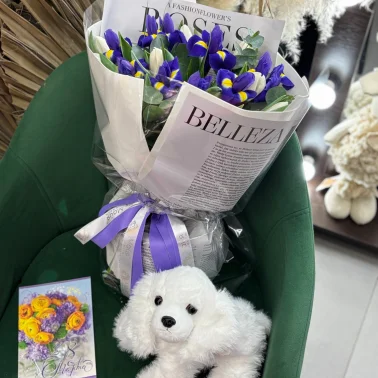 Сет «Радость весны». Букет + игрушка + открытка