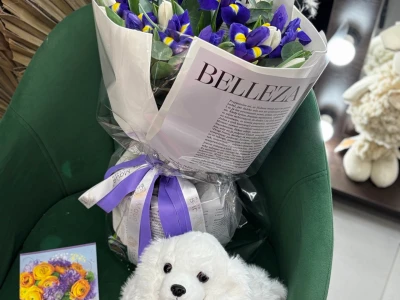 Сет «Радость весны». Букет + игрушка + открытка