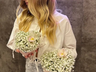 Коробочка сердце с гипсофилой+орхидея 🩷s