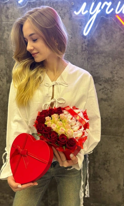 Сердце с цветами +Raffaello❤️