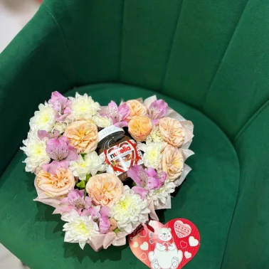 Сердце с цветами+nutella💥