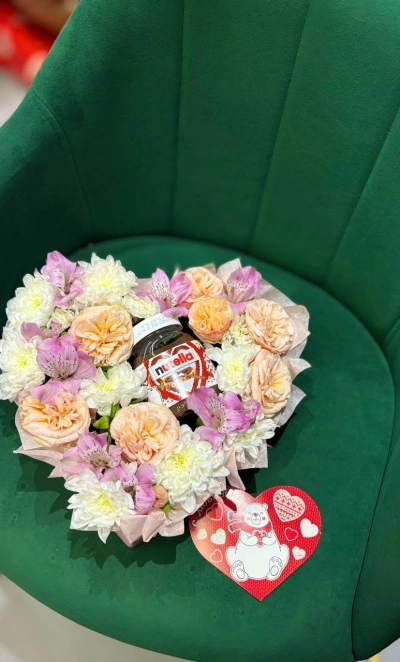 Сердце с цветами+nutella💥