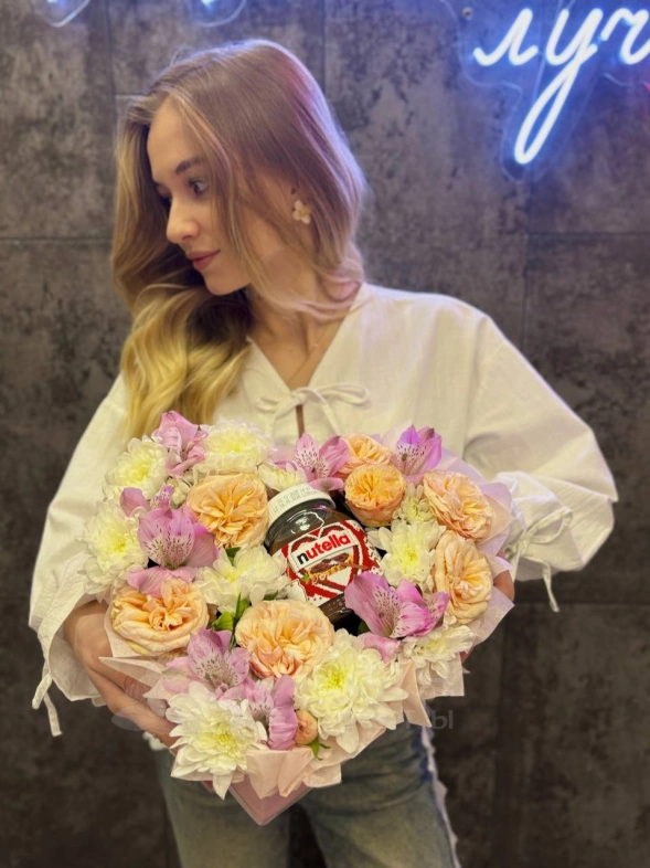 Сердце с цветами+nutella💥