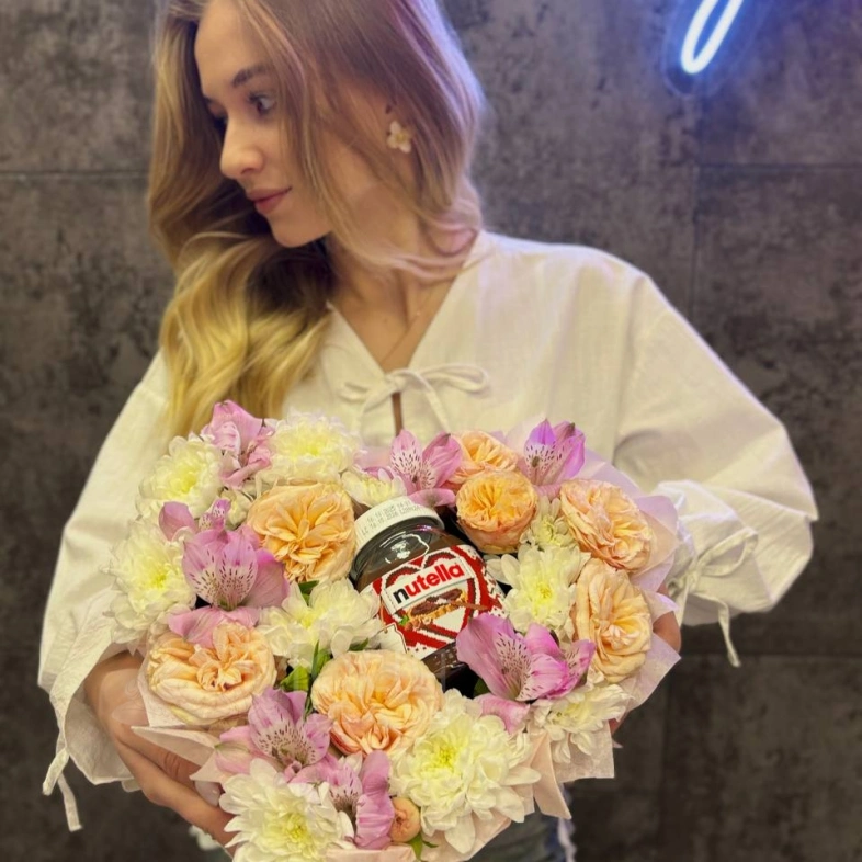 Сердце с цветами+nutella💥