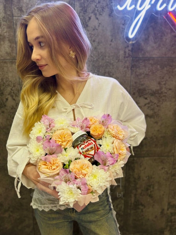 Сердце с цветами+nutella💥