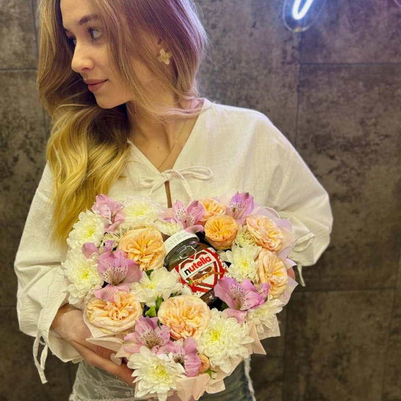 Сердце с цветами+nutella💥