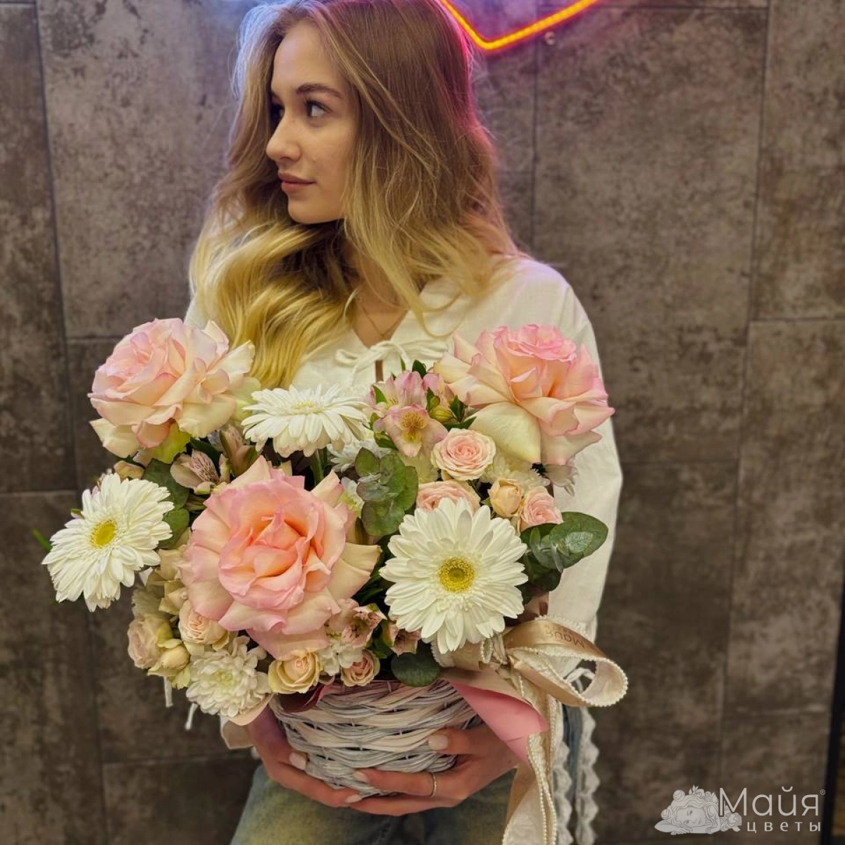 Корзинка &laquo;Нежность&raquo;🌸🎀