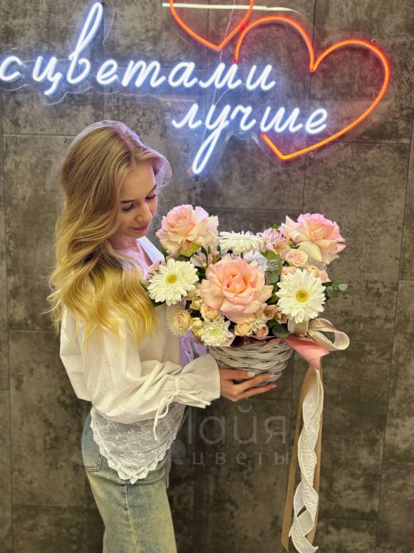 Корзинка &laquo;Нежность&raquo;🌸🎀