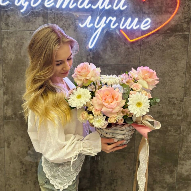 Корзинка &laquo;Нежность&raquo;🌸🎀