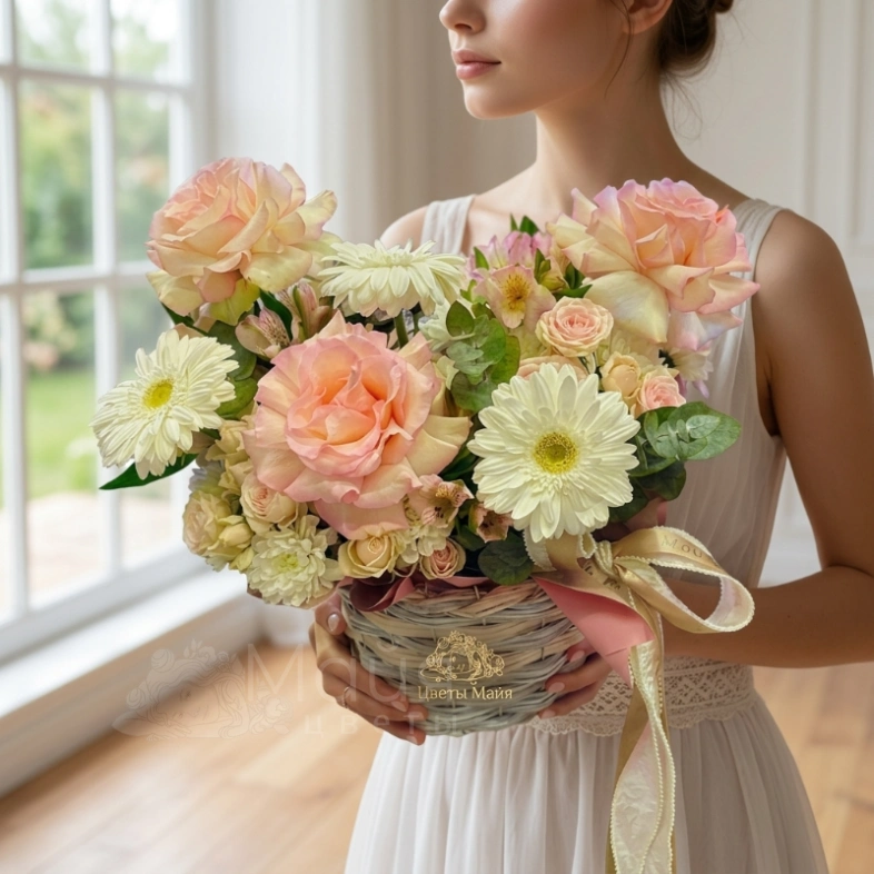 Корзинка &laquo;Нежность&raquo;🌸🎀