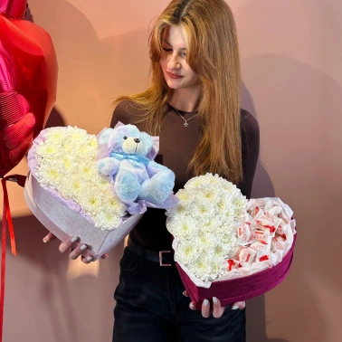 Композиция в бархатном коробе сердце