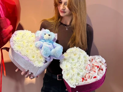 Композиция в бархатном коробе сердце