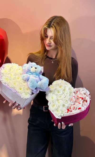 Композиция в бархатном коробе сердце