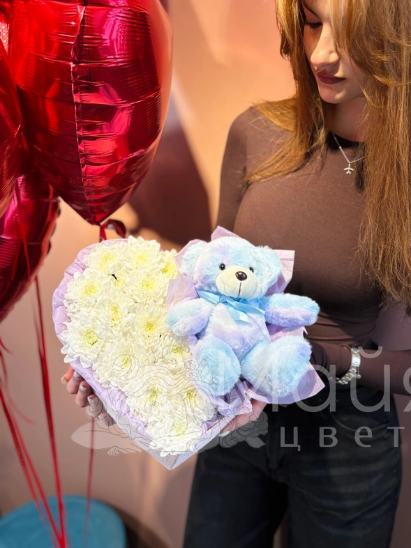 Композиция в бархатном коробе сердце