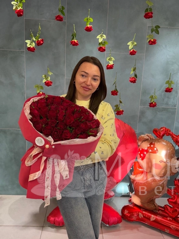 Букет из 51 розы 40 см