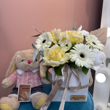 Комбо композиция «Солнечный день»+игрушка зайчик+ мини открытка