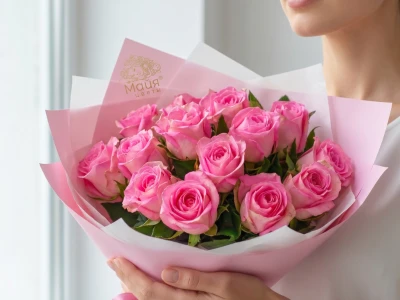 15 розовых кенийских роз.
