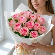 15 розовых эквадорских роз 0