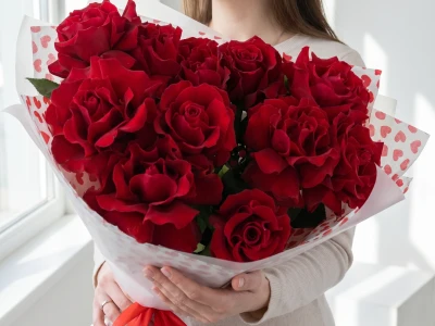 Букет «Алые французские розы».