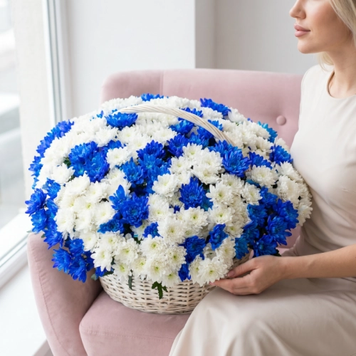 Корзина «101 хризантема»