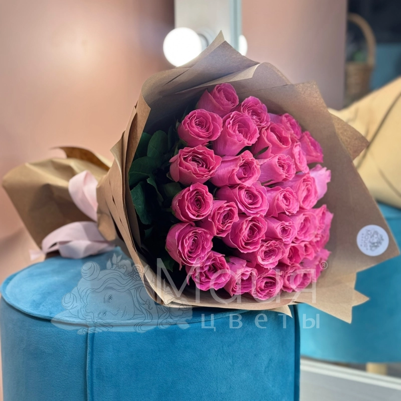 Букет из 35 розовых Кенийских роз 40 см.