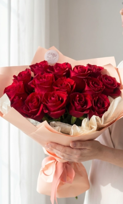 Букет из 15 красных Эквадорских роз.