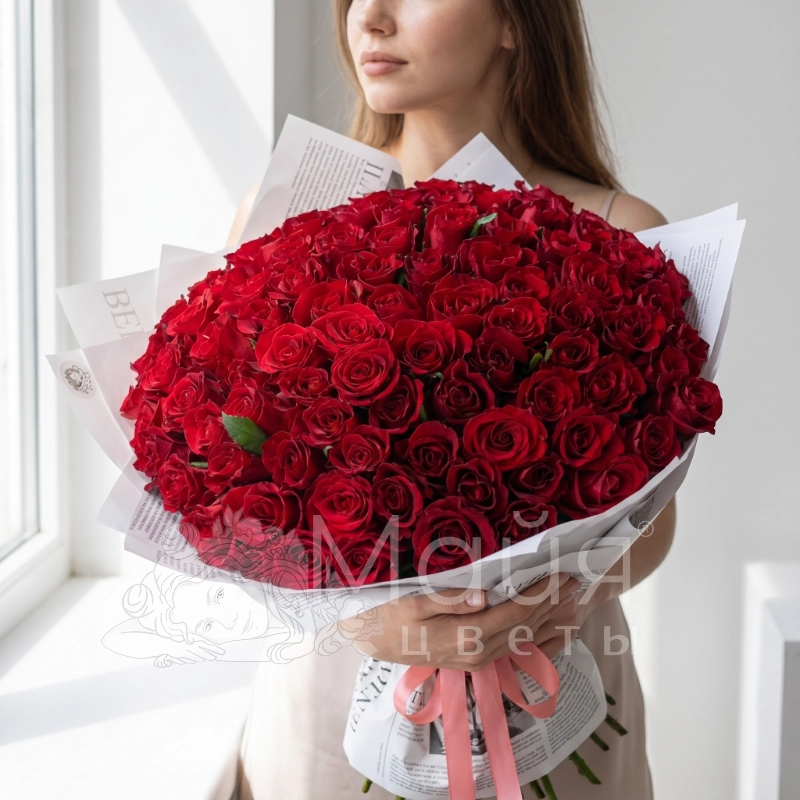 Букет из 101 Кенийской розы 40 см.
