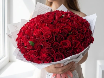 Букет из 101 Кенийской розы 40 см.