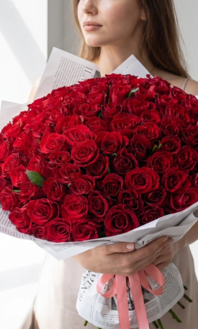 Букет из 101 Кенийской розы 40 см.