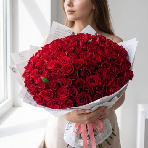 Букет из 101 Кенийской розы 40 см.