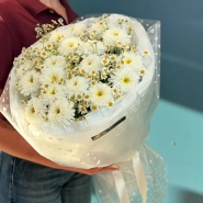 Букет из махровых ромашек и танацетума 1